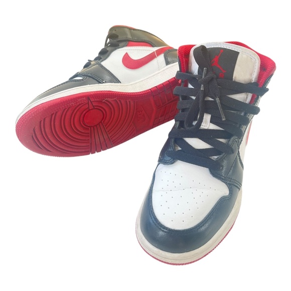 Jordan Women's 1 Mid Gym Red Panda Shoes sz 4Y EUR 36, 23 cm UK 3.5 -DJ4695-122 - Picture 2 of 14